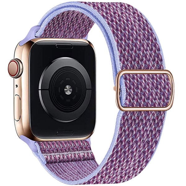 Nylon för apple watch band 44 mm 40mm 41mm 45mm Justerbar Elastisk solo ögla bälte armband apple watch serie 7 6 se 5 4 3 lavender 42mm - 44mm - 45mm