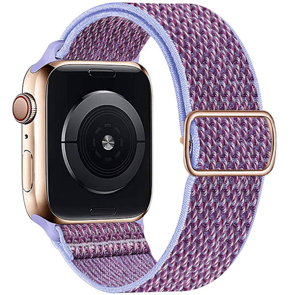 Nylonstropp for Apple Watch-reim 44 mm 40 mm 41 mm 45 mm Justerbar elastisk solo loop-beltearmbånd Apple Watch Series 7 6 se 5 4 3 lavender 38mm - 40mm - 41mm