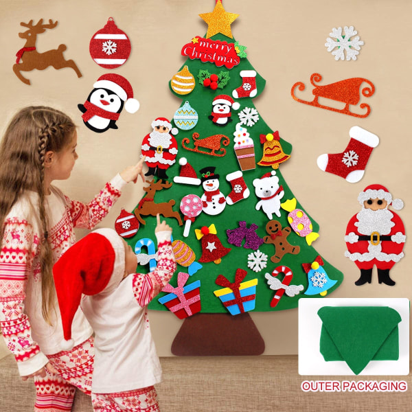 DIY Filt Juletre God Jul Dekorasjon til Hjemmet Navidad Nyttårsgaver 2023 Julepynt Julenissen Juletre 8