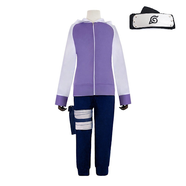 Ninja Hyuga Hinata Shippuden Generation Lila Jacka Byxor Cosplay Kostymer set and Headband M