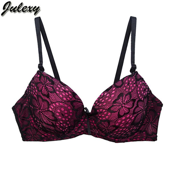 Sexig BC 75 80 85 90 95 100 Dam BH Stor Storlek Underkläder Kvinna Behå Spets Push Up Bralette Red 80C