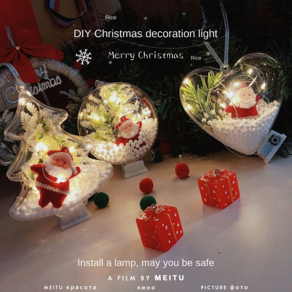 Juldekoration Ljus Självlysande Julgranshänge Barns Föräldra-Barn Handgjorda DIY Julklapp Star style [Material package]]