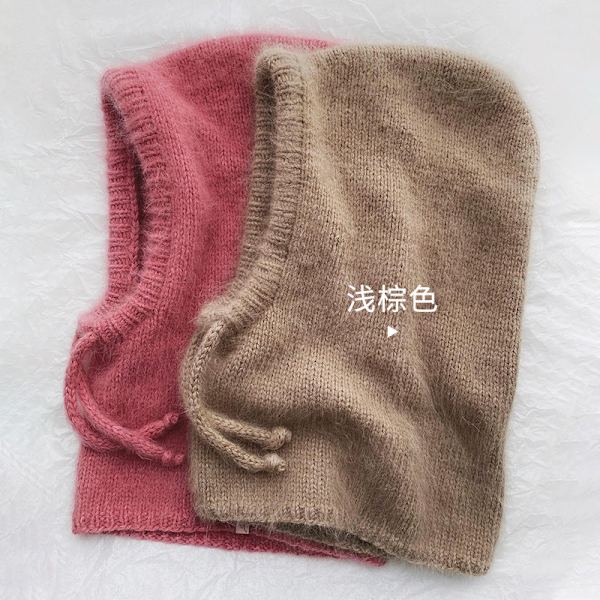 Västernstil Höst och Vinter Mode Varm Halsduk Nackskydd Integrerad Ullstickad Mössa Dam Plum Red