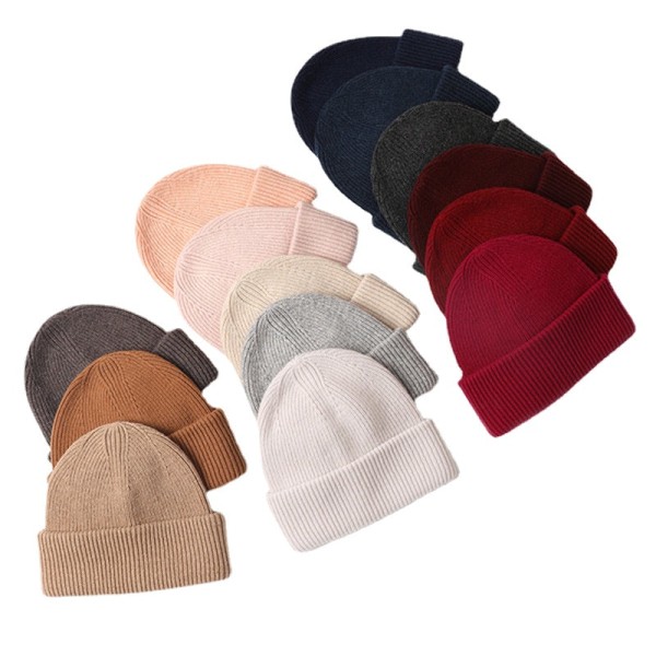 Ull brättelös off-the-face-hatt stickad, moderiktig varm koreansk väska Cap Ull höst och vinter AW22/23 -- light coffee Average size