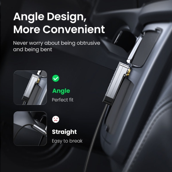UGREEN Aux-kabel Høyttalerkabel 3,5 mm kabel for bil Hodetelefon Audio 3,5 mm Jack Høyttaler for Samsung Xiaomi Kabel Aux 3,5 mm Black Straight 1m