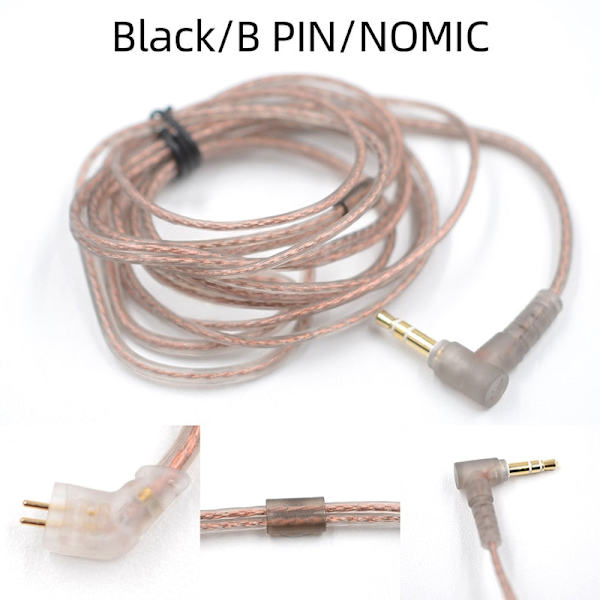KZ ZS10 ZSN EDX Pro Erittäin puhdas hapeton kupari litteä päivityskaapeli 2-nastainen 0,75/0,78 mm B/C-nasta 3,5 mm hopeoitu OFC-johto B Pin No Mic Black