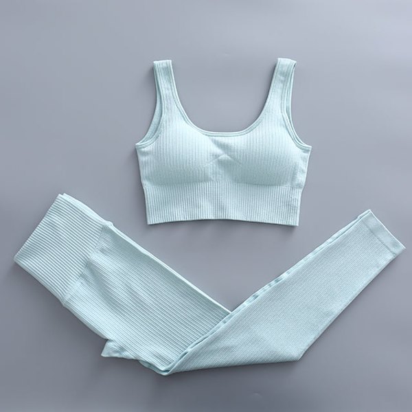 Joogasetti Naisten Kuntosalivaatteet Naisille Korkeavyötäröiset Joogahousut Verryttelypuku Naisten Fitness-vaatteet Bra Pants Blue M