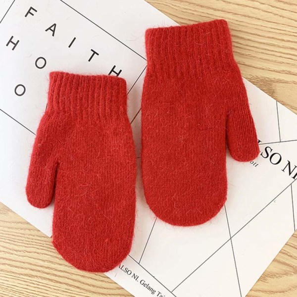 Naisten kaksikerroksiset kaninkarvakäsineet talveen, korealainen versio, yksivärinen, kokosormikäsineet, talvikäsineet naisille, tyttöjen lapaset 3 One Size
