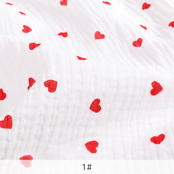 Mjuka blommiga pyjamas Nattlinne Bomull Gase Tyg Rosetryckt Krepp Bomull Långärmad Ins Stil Hemmakläder Tyg 1 white 50x135cm(0.5 meters)