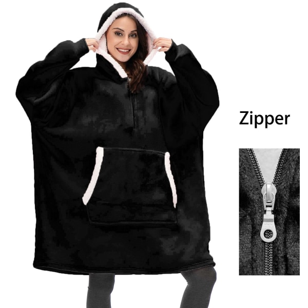 Dame Teppe Genser Kåpe Vinter Hettegensere Utendørs Hettejakker Varm Komfort Morgenkåpe Jule Fleece Teppe Sudadera Mujer 848 red One Size