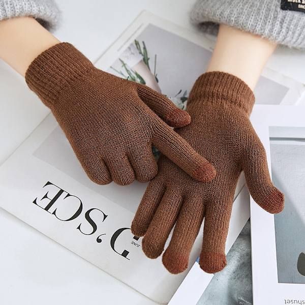 Cashmere Stickade Damhandskar Vinter Cashmere Stickade Dam Höst Vinter Varma Tjocka Handskar Pekskärm Skidhandskar Dark Grey One Size