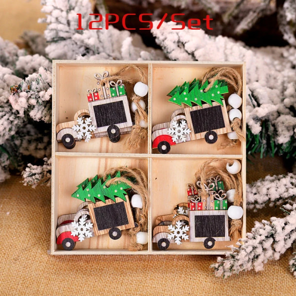 9/12 st Jul Tomte Trähänge Ängel Jultomte Julgranshänge Dekorationer Navidad Gott Nytt År 2024 B-03 (12-piece set)