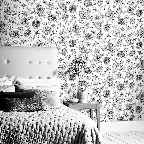 Arthouse Fleur Mono valkoinen harmaa tapetti