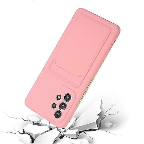 Kompatibelt för Samsung Galaxy A53 5g Kortfack Mjukt Tpu Stötsäkert Anti-repor Skal med Kameralinsskydd Pink