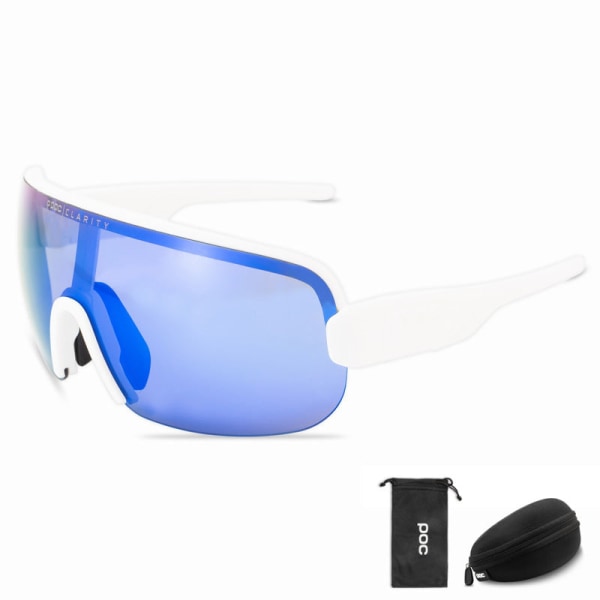 POC helbelagda glasögon för ridcykelglasögon Bergsbestigningsglasögon PA6 white frame blue lens 17cm