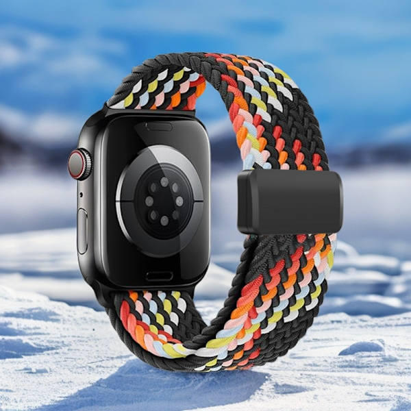 Klockarmband för Apple Watch iWatch 42/44/45MM Plast inre magnet Svart Regnbåge