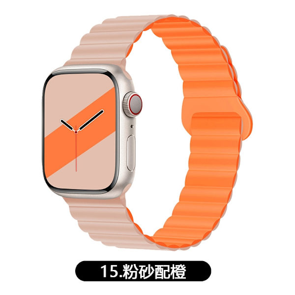 Kellon ranneke Apple Watch iWatchille 1-9 sukupolville 38/40/41mm 15 pinkki hiekka oranssilla