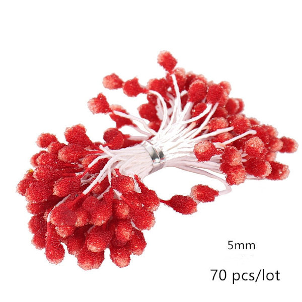 5/6/8/10/12/50/70/90 stk mini Røde Kunstige Blomster Pollenbær Bunt DIY Jul Bryllupskake Gaveeske Kranser Dekorasjon 2