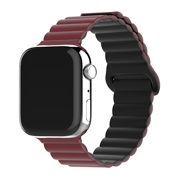 Klockarmband för Apple Watch iWatch 42/44/45/49mmS10 46mm Vinröd med svart