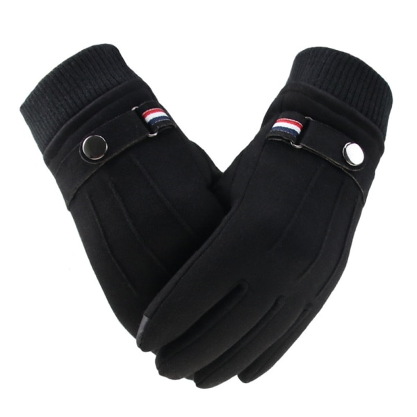 Vinterhandskar för män Touch Screen Mocka Varma Delade Fingerhandskar Utomhus Cykling Förtjockad Spänne Manliga Körhandskar Vindtäta Vantar Brown Single Size