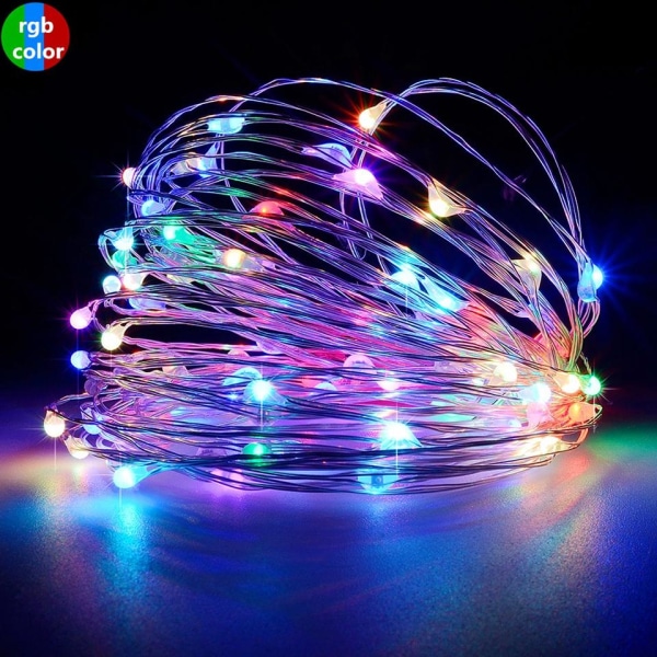 Fairy Lights USB Kobbertråd LED Lys Kæde Juleguirlande Udendørs Have Vandtæt Indendørs Soveværelse Bryllup Nytårsdekoration Blue 5M 50LED