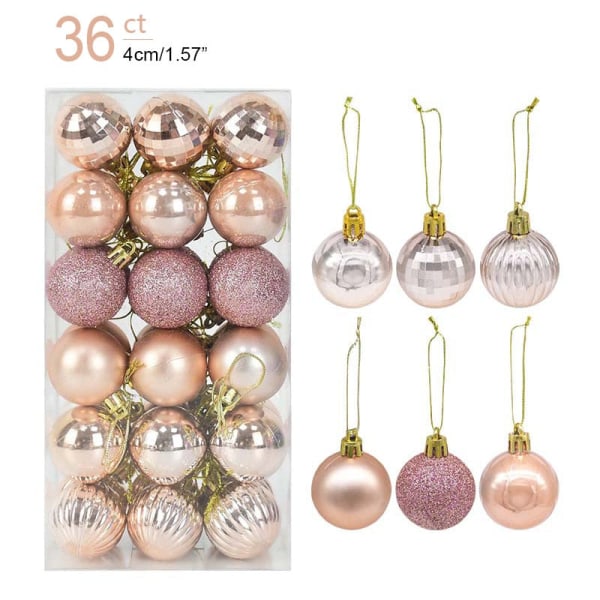 1 box Julkulor Julgransprydnader Boll Xmas Hängande trädhängen Hem Festdekor 2023 Nyårspresent Noel Navidad 36pcs champagne gold as picture