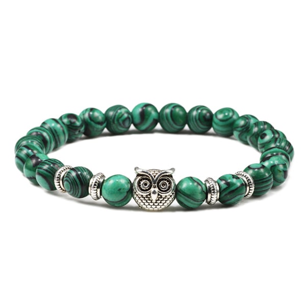 Svarte Lava Tigerøye Værslitte Steinarmbånd Armringer Klassisk Ugle Perlebelagt Naturlig Sjarmarmbånd for Kvinner og Menn Yoga Smykker Weathered Stone Owl
