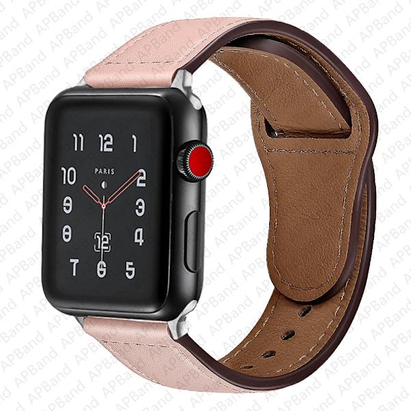 Nahkaranneke Apple Watch -rannekkeelle 44mm 40mm 42mm 38mm 44 mm Älykellotarvikkeet ranneke iWatch 3 4 5 SE 6 7 rose anquite 38mm or 40mm