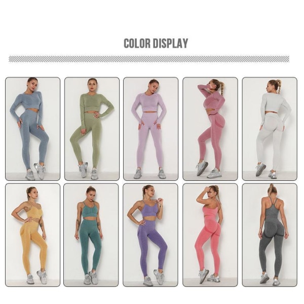 Yoga Sæt Kvinder Træning Sportstøj Fitness Tøj Leggings+ BH Sportsdragter BraPantsDarkgray S