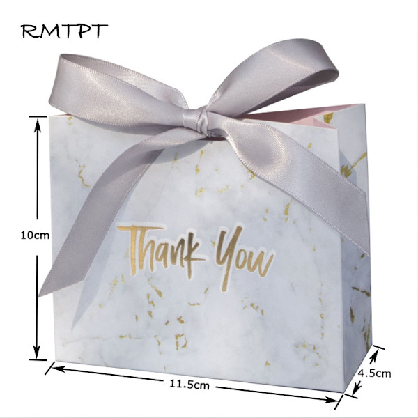 15 st Tack Party Favor Presentförpackning bröllop godisask Baby Shower Papperspresentpåse Födelsedag Jul Favor Presentaskar Förpackning White box-gray 10X11.5X4.5CM