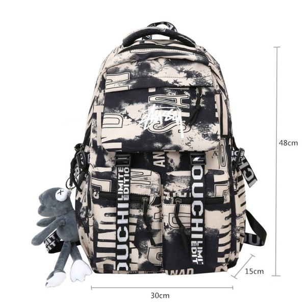 Skolväska mode skolryggsäck för tonårspojkar cool vattentät lättvikts rese-ryggsäck högskola stor bokväska Grey Backpacks