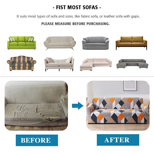 Stretch Rutig Sofföverdrag Elastiska Soffskydd för Vardagsrum funda soffa Stol Sofföverdrag Heminredning 1/2/3/4-sits Color 1 3-seater 190-230cm