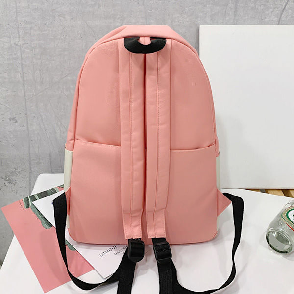 Canvas Piger Mode Skoletaske Stor Kapacitet Studerende Koreansk Rygsæk All-match Multifunktionelt 4-delt Sæt Bolsa Sac A Dos 1 piece black2