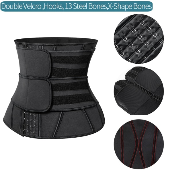 Shapewear Waist Trainer Slimmande Slida Reducerande gördlar Viktminskning Magformare Modellering Bälte Kvinna Kroppsformare Korsett 13 Bones Black 1 M