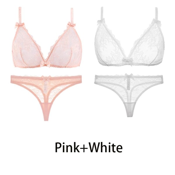 Varsbaby Sexig Transparent Underkläder BH Set 2st Pink-White L