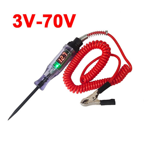 Bil Lastbil Spændingskredsløbstester Digital Display Lang Sonde Pen Lyspære Automobil Diagnostiske Værktøjer Autoreparation A  3V-70V