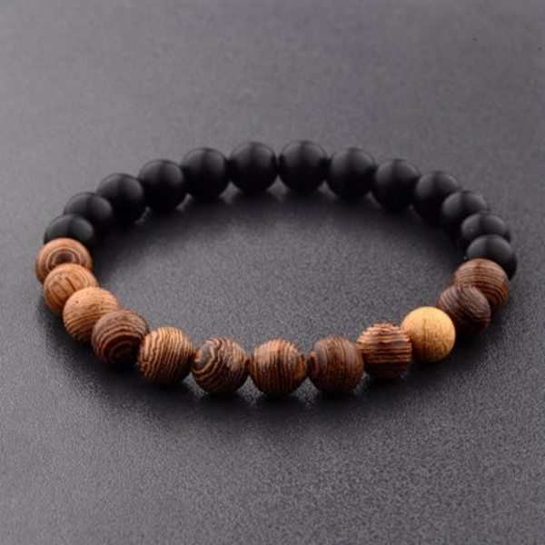 8mm Nya Naturliga Träpärlor Armband Män Svart Etnisk Meditation Vitt Armband Kvinnor Böne Smycken Yoga Armband Homme 2