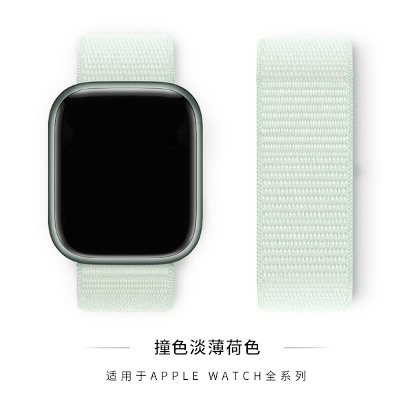 Kellon ranneke Apple Watch iWatch 38/40/41/42 s10mm värille Vaalean minttu