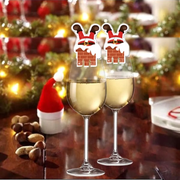 10/18 stk. Julekopkort Juledekorationer Julemandshat Vinglas Dekoration Glædelig Jul Ornament til Nytårsfestartikler 10pcs D
