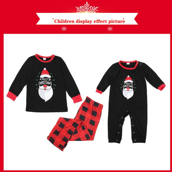 Matchande Julpyjamas för Familjen Familjepyjamas Matchande Kläder Jultomte Kostym Nattkläder Black Mother XL