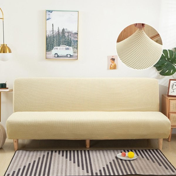 15 färger Polar fleece bäddsoffa cover Armlös hopfällbar soffa Bänk Slipcover Bäddsoffa överdrag X/Z/D Storlek För Hem Hotell Beige X  120-155cm