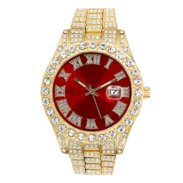 Herreklokke Mote Legering Diamant Stjernefylt Kalender Quartz Klokke Business Casual Herre Quartz Klokke Golden Blue