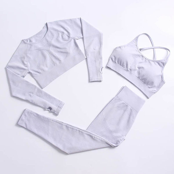 Joogasetti Kuntosalivaatteet Verryttelypuku Korkeavyötäröiset Housut Urheiluliivit Naisille Top Pants-Gray M