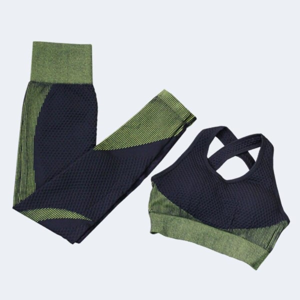Yogaset Långärmad skjorta+sport-bh+sömlösa leggings Träning Löpkläder Gymkläder 3pcs Black Blue S