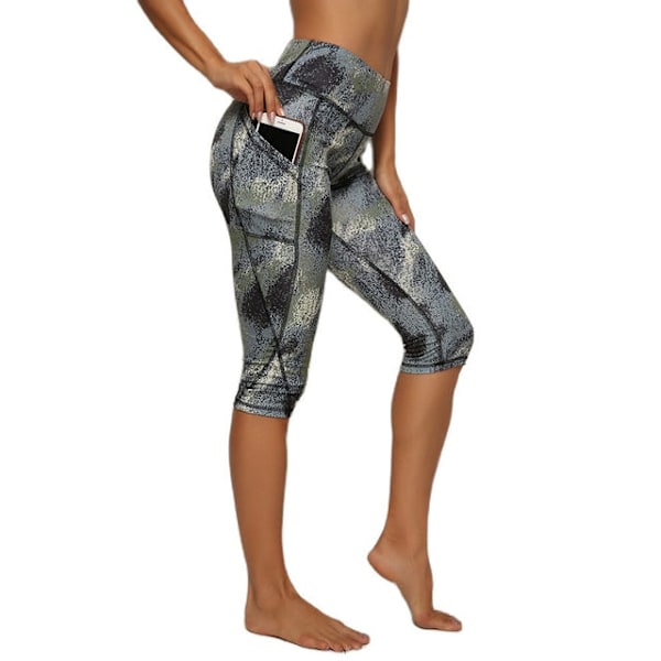 Joogahousut Naiset Fitness Jooga Kuntosali Korkeavyötäröiset Leggingsit 01Capri Gradient L