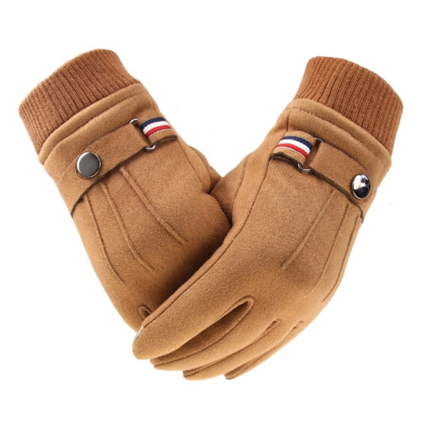 Miesten Lämpimät Talviset Sormikkaat Ulkoiluun, Paksuuntetut Ajohanskat Soljella, Hiihtohanskat Kosketusnäytöllä black leather gloves single size