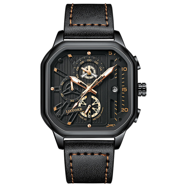 En Herreklokke Høykvalitets Selvlysende Vanntett Klokke Herreklokke Quartz Klokke Steel case black surface steel belt