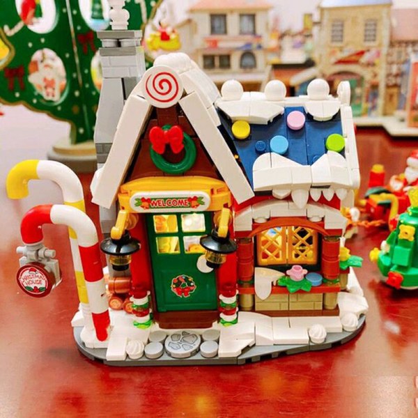 LOZ Mini Julemandens Hus Model Byggeklods med Snemand Dukker Arkitektur Klodser DIY Julelegetøj Børnegaver 788pcs with box 12*13*5cm