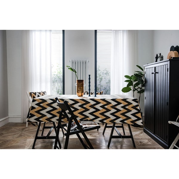 INS Stil Bomull Linne Duk Etnisk Stil Bohemisk Svart och Vit Tryckt Matsalsduk Bokduk Linen arrow without lace 140*180