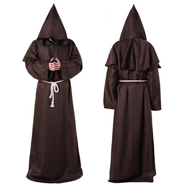 Middelalder Halloween Kristen Munk Præst Kåber Heks Troldmand Kappe Cape Party Død Spøgelse Vampyr Djævel Dæmon Cosplay Kostumer Red M